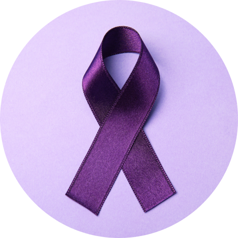 A purple awareness ribbon representing domestic violence